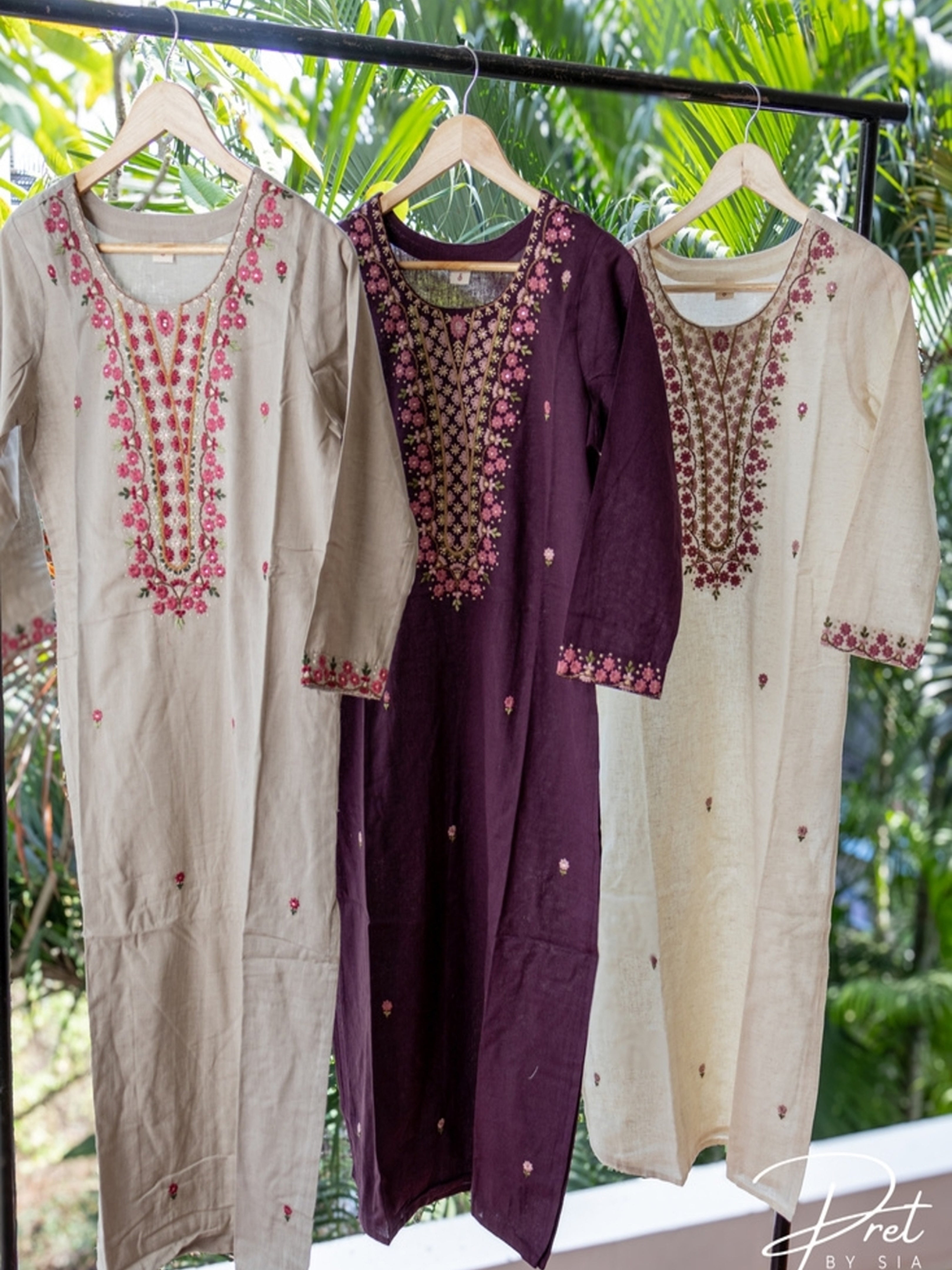 Off White ,Deep Mauve and Purple 3 Piece Salwar Set Embroidery With Dupatta