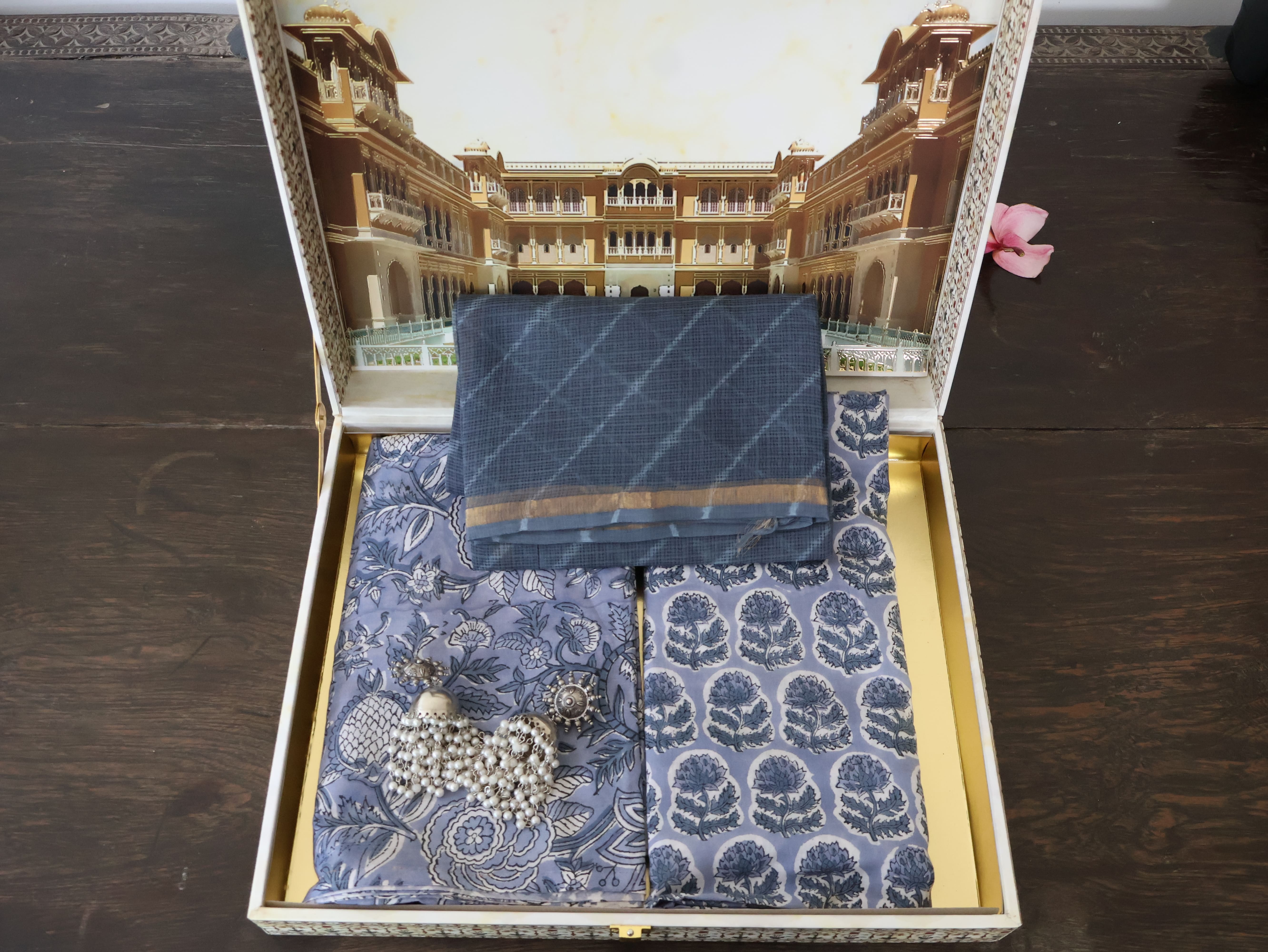 Pastel Blue Cotton Set with Kota Dori Duppata